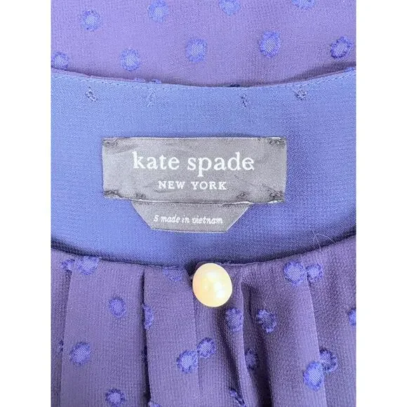 Kate Spade Breezy Dot Flounce Dress Navy Tiered Swiss Dot Ruffle Mini Small - Picture 7 of 14